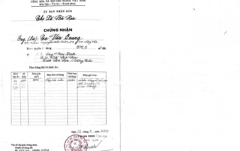CHÍNH CHỦ CẦN BÁN GẤP LÔ ĐẤT KIM DINH BÀ RỊA TP HCM
